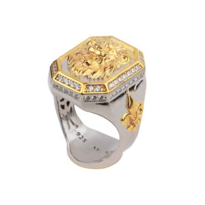 Sterlingsilber Ring mit eingraviertem Löwenkopf für Herren