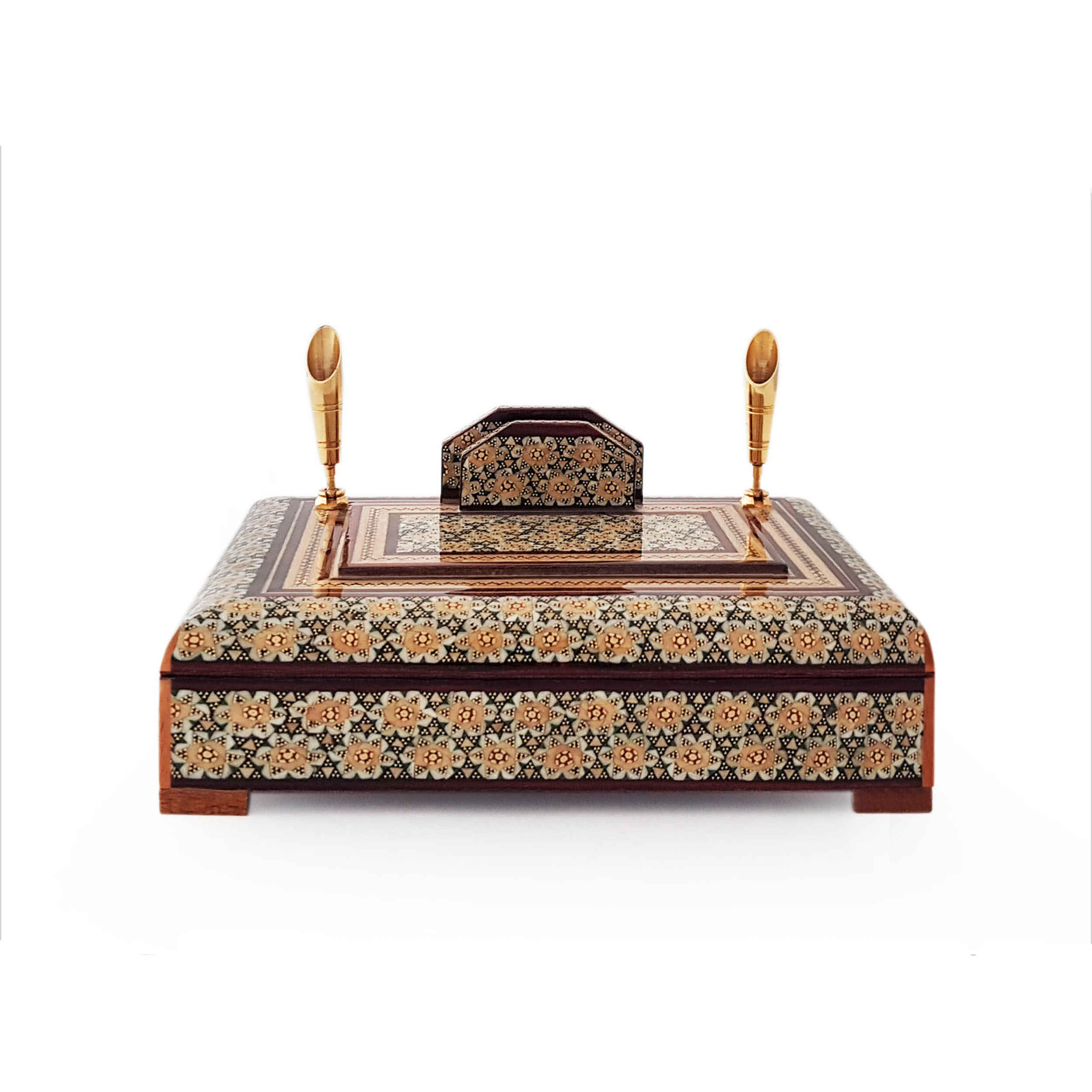 Handgefertigter persischer Holz-Stifthalter für den Schreibtisch - Eleganz Khatamkari Kunst