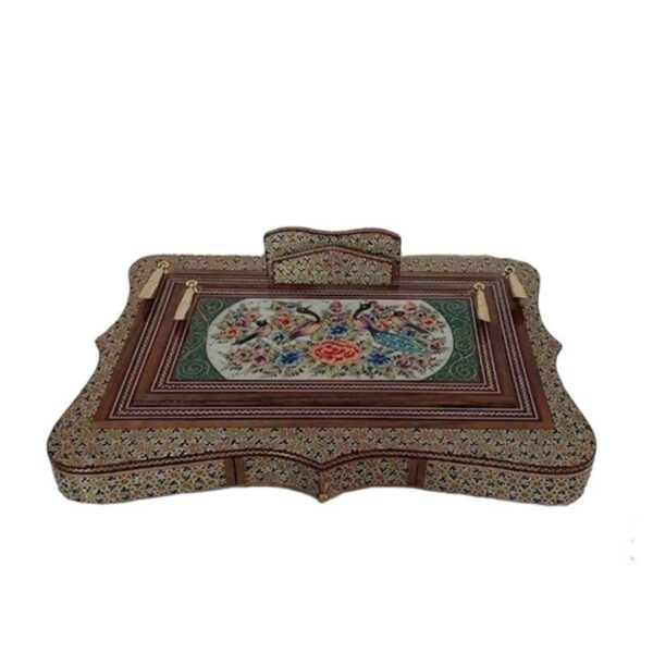 Handgefertigter persischer Holz-Stifthalter für den Schreibtisch - Eleganz Khatamkari Kunst, Blumendesign