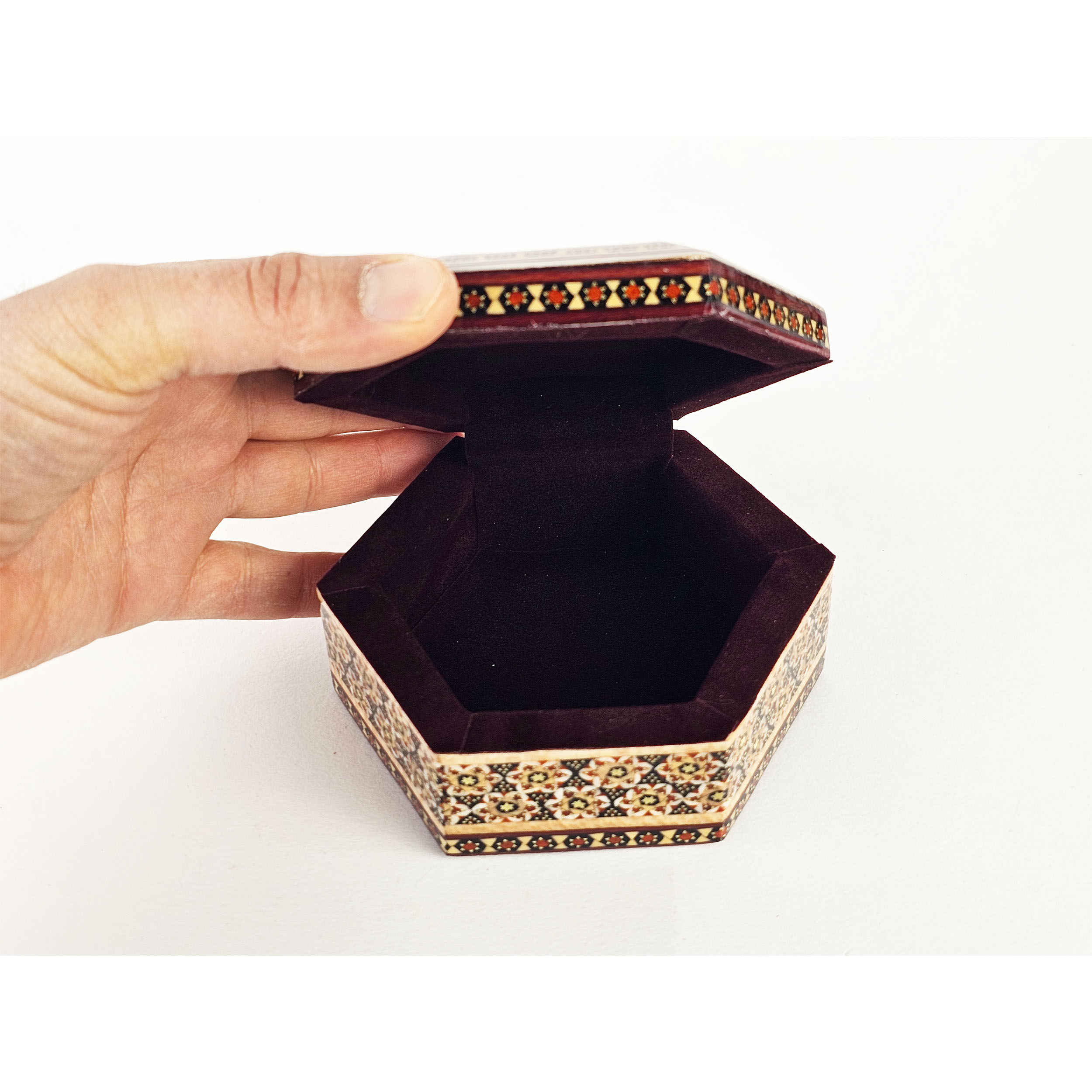 Persische Holz-Spielkarten-Aufbewahrungsbox – Khatam Emaille