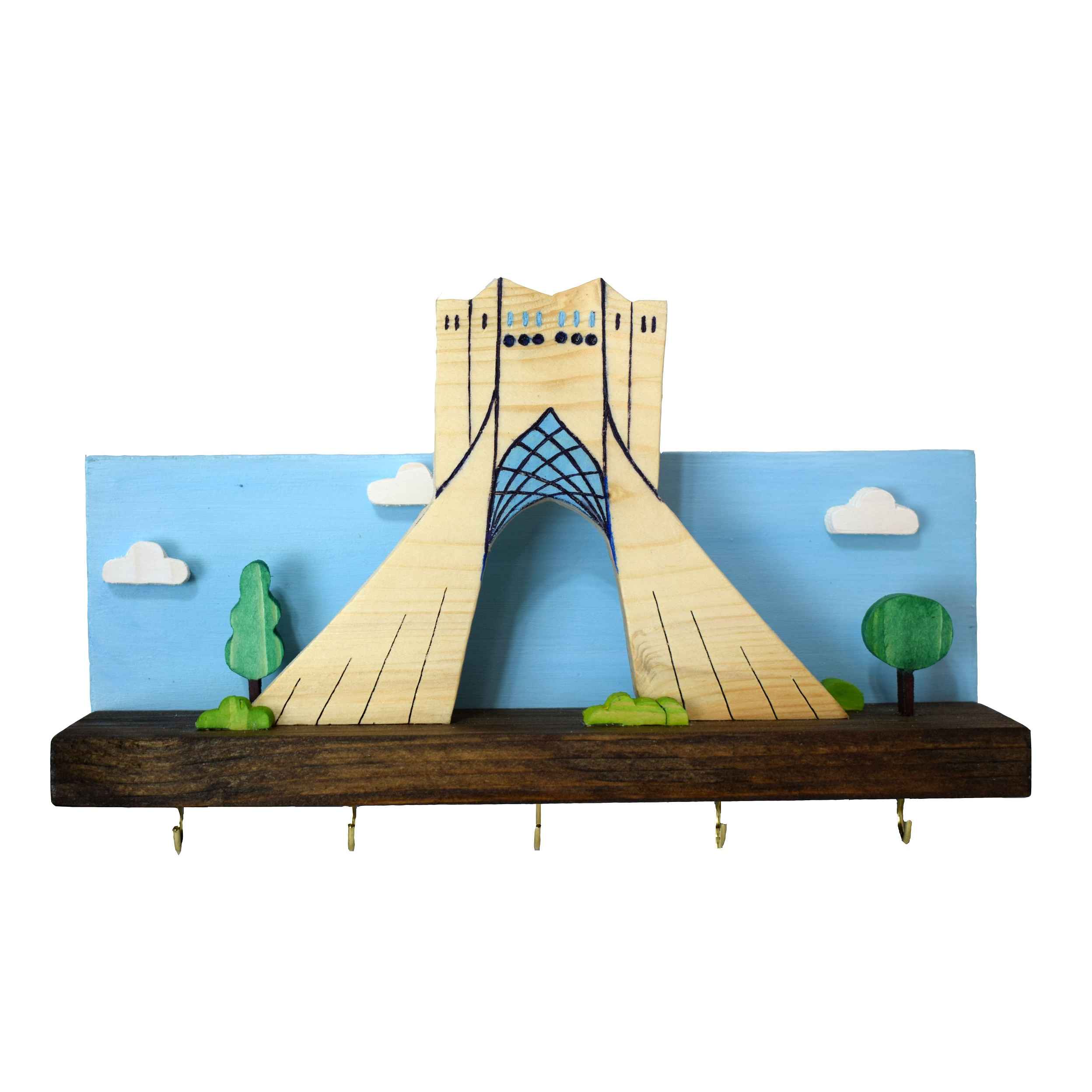 Dekorativer & handgefertigter Wand-Schlüsselhalter mit Azadi-Turm-Design