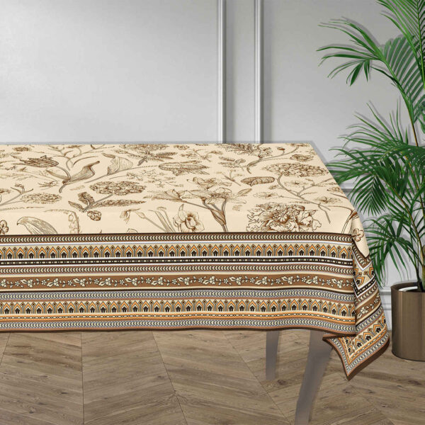 Bedruckte Tischdecke mit Blumenrand Braune 6-Sitzer