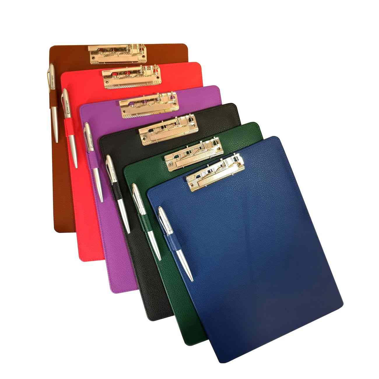 Leder-Clipboard mit marineblauem Stift