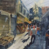 Original realistische Kunstmalerei - Aquarell auf Karton, Teheran Grand Bazaar