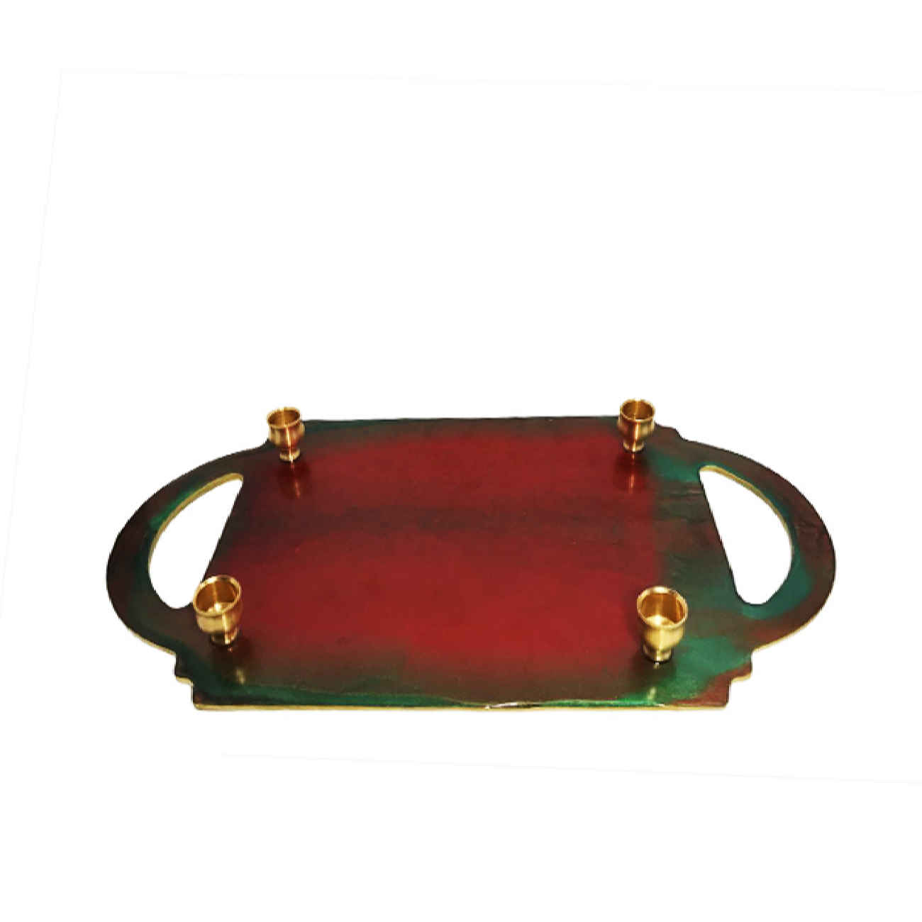 Resin-Serviertablett, handbemalt mit Griffen, abstrakt