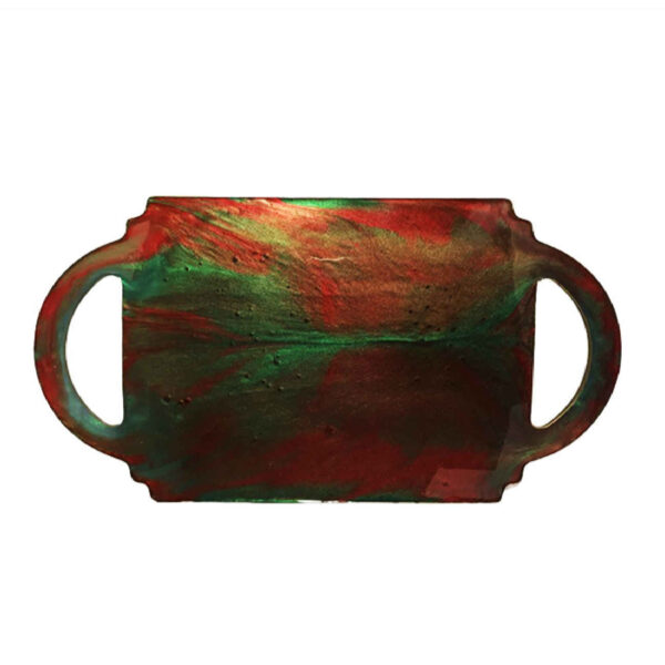 Resin-Serviertablett, handbemalt mit Griffen, abstrakt