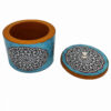 Handgefertigte Holz-Zuckerschale mit Deckel und Künstlerischem Persischen Mandala Blau Design