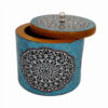 Handgefertigte Holz-Zuckerschale mit Deckel und Künstlerischem Persischen Mandala Blau Design