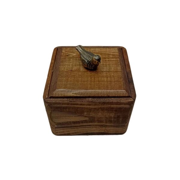 Handgefertigte Holz-Zuckerschale mit Deckel - Rustikaler Stil und Vogeldesign