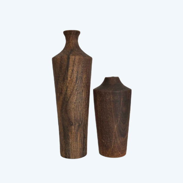 Handgefertigte dekorative Knospenvase aus massivem Naturholz – 2er-Set