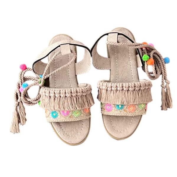 Slingback Flache Sandalen Handgefertigt mit Boho-Design