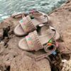 Slingback Flache Sandalen Handgefertigt mit Boho-Design