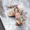 Slingback Flache Sandalen Handgefertigt mit Boho-Design