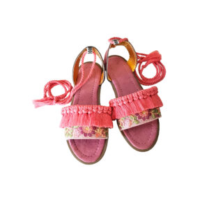 Slingback Flache Sandalen mit Boho-Design Handgefertigt