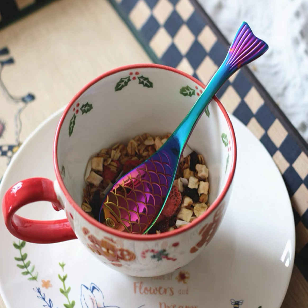 Edelstahl Nussservierlöffel mit Fisch-Design Set – 3 Teile