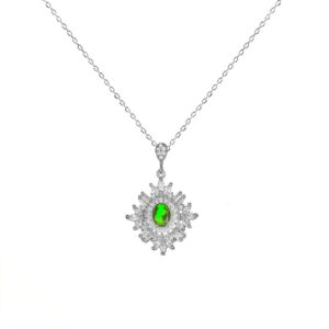 Sterlingsilber Royal Smaragd Halskette mit 3A Zirkonia Edelstein