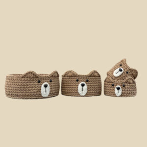 Teddybär Häkel-Aufbewahrungskorb Garn Set aus 4