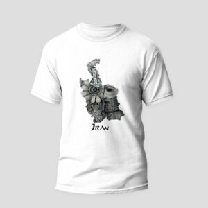 Weißes T-Shirt inspiriert von Irans Karte & Geschichte für Herren – Iran Stolz Kleidung