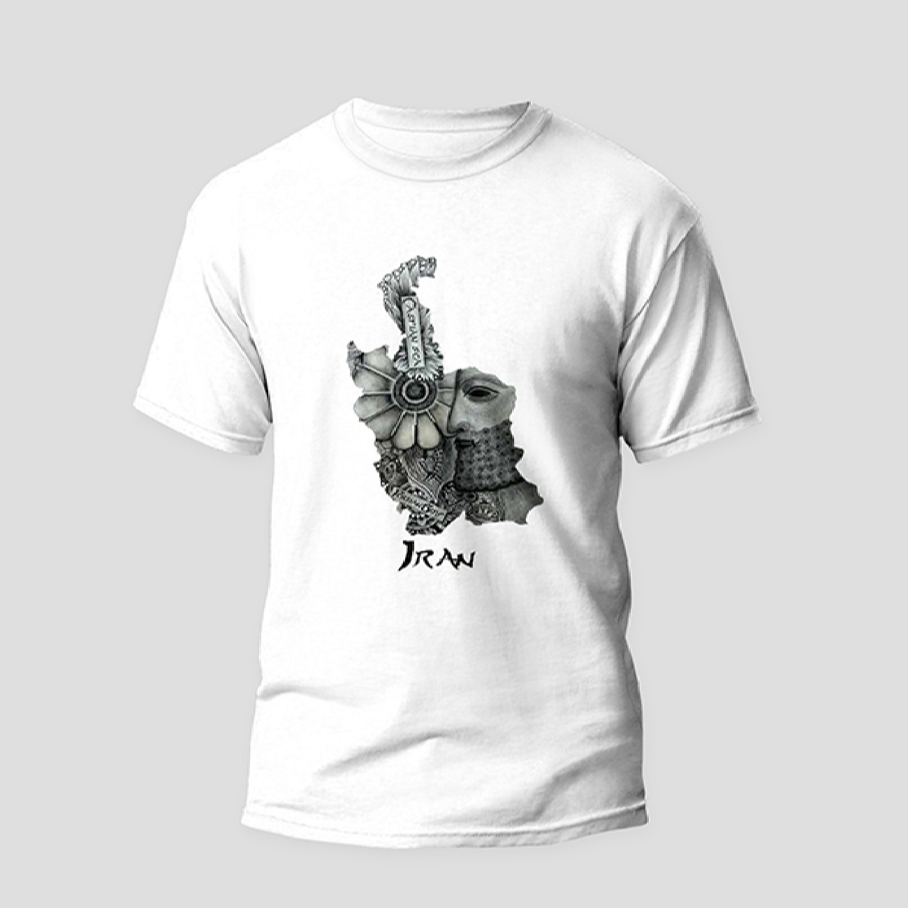 Weißes T-Shirt inspiriert von Irans Karte & Geschichte für Herren – Iran Stolz Kleidung