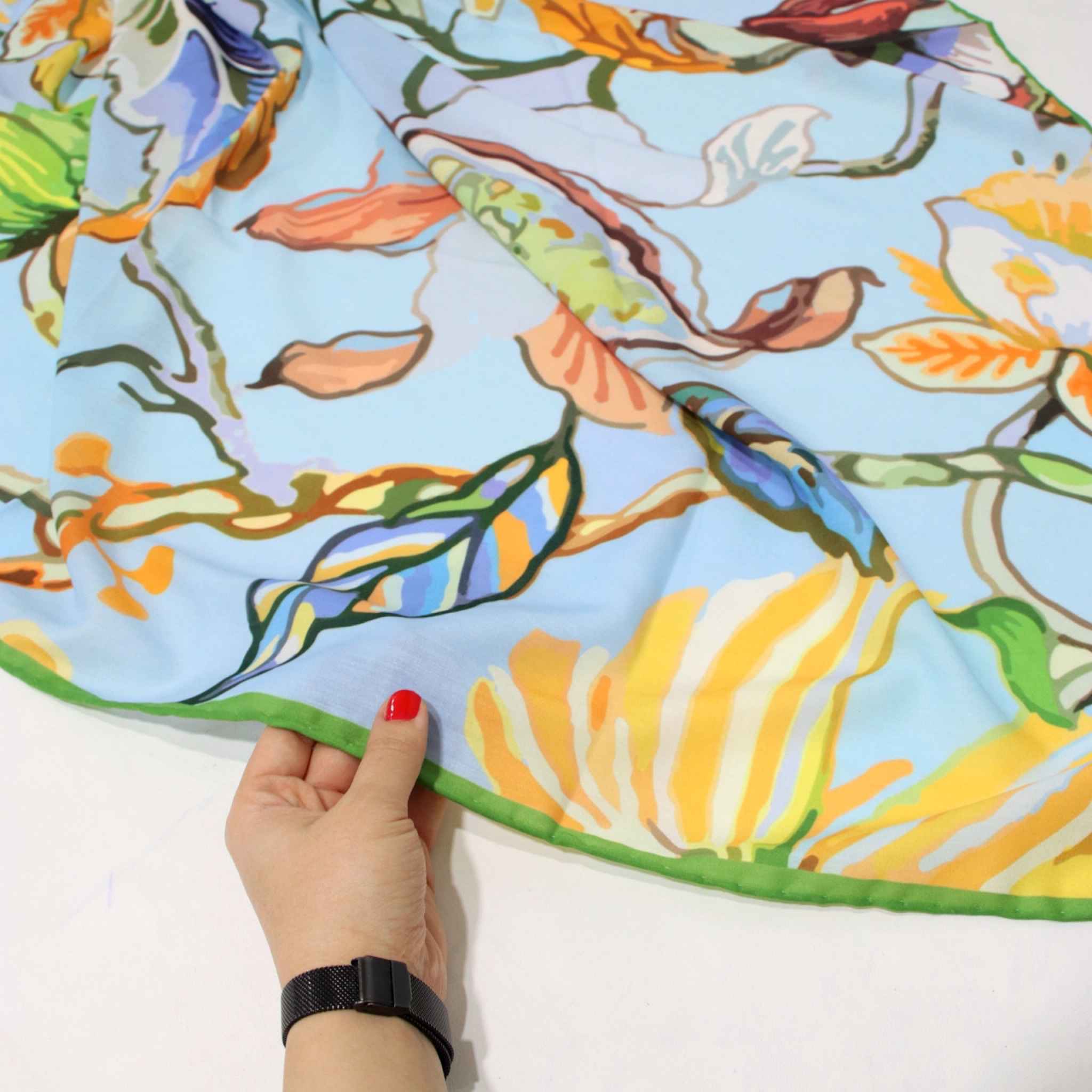 Damen Baumwollschal – Blaues Blumendesign