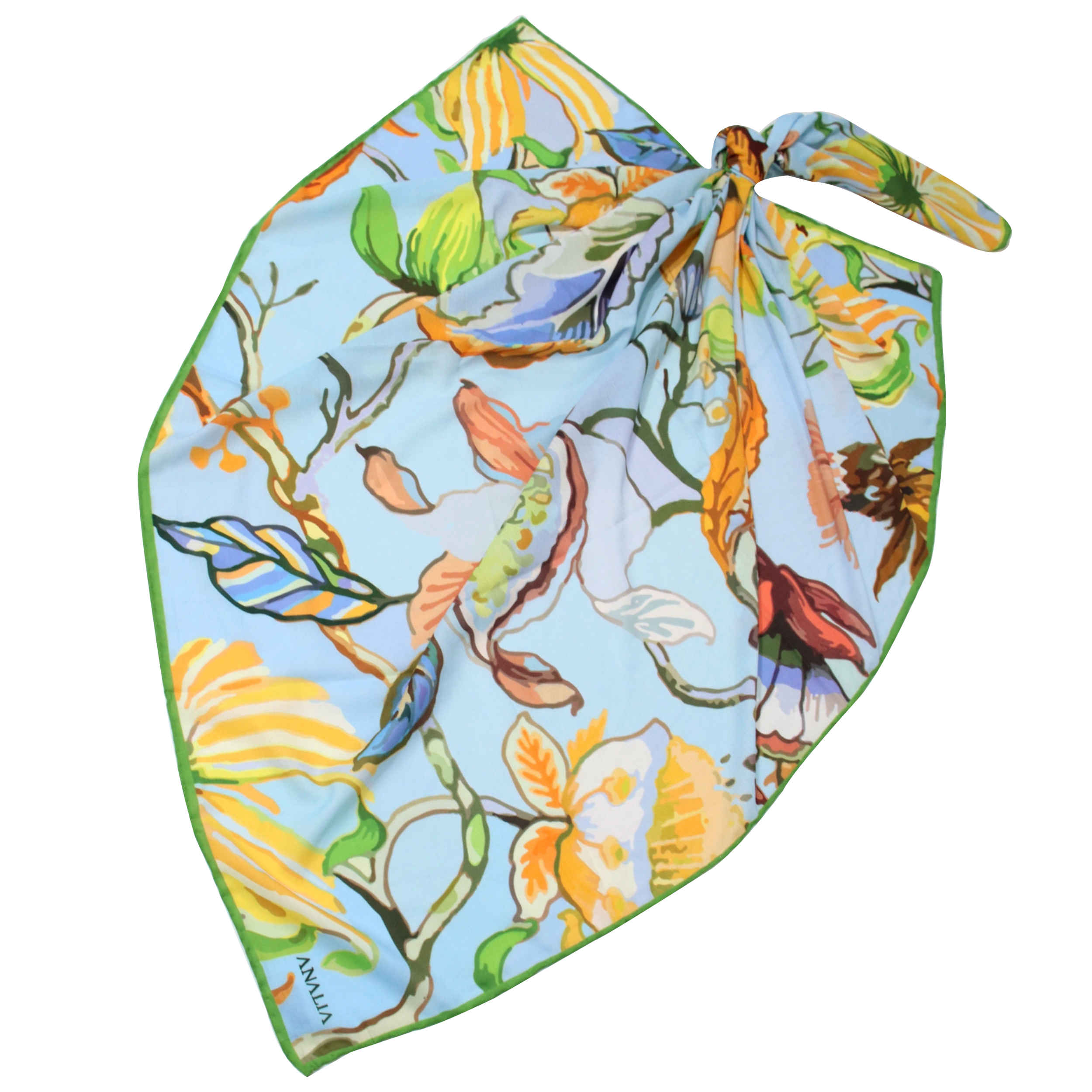Damen Baumwollschal – Blaues Blumendesign