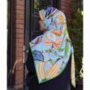 Damen Baumwollschal – Blaues Blumendesign