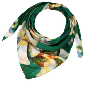 Baumwollschal für Damen – Grünes Blumendesign