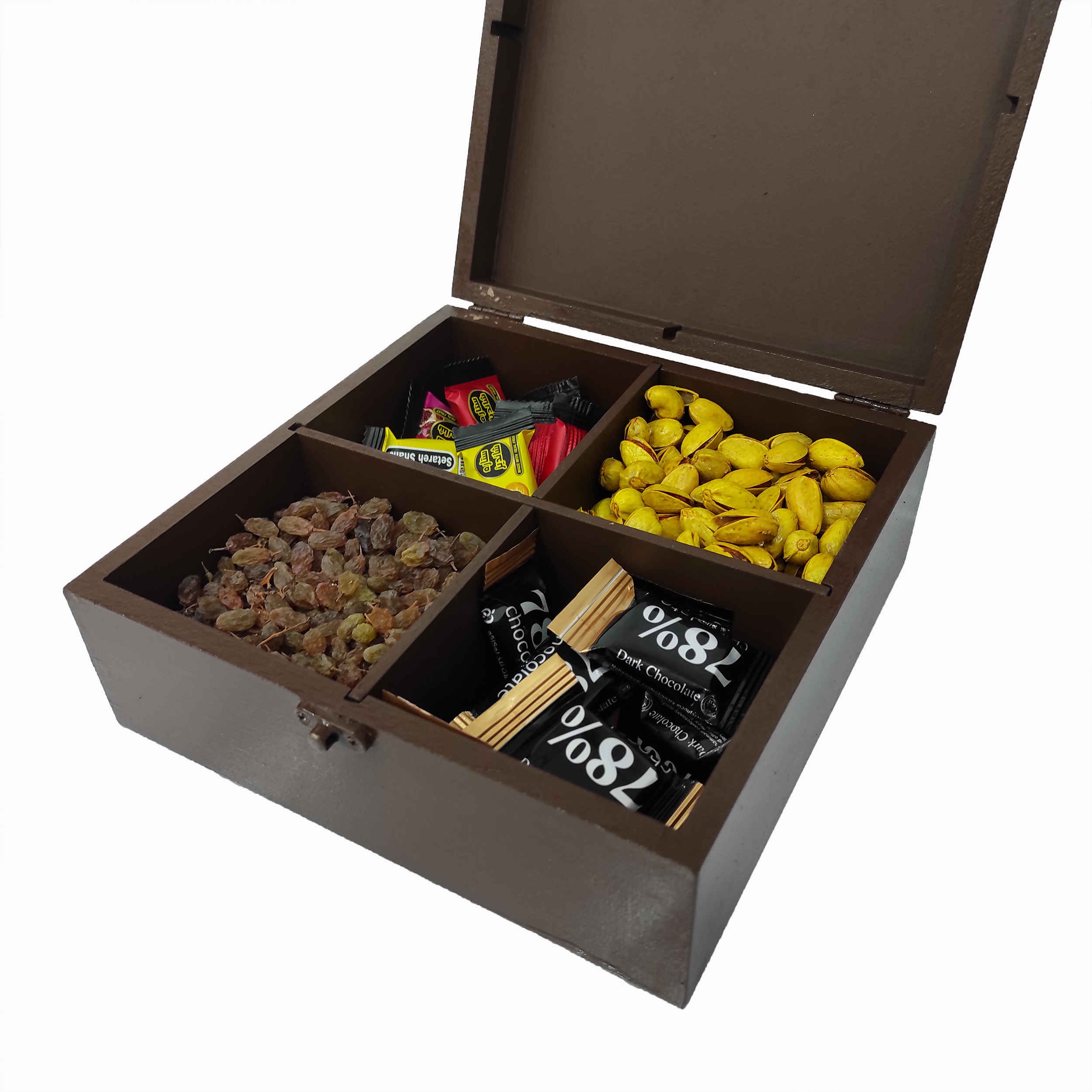 Handgefertigte Holz-Bonbondose mit persischem Kachelmotiv