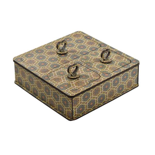 Holz-Bonbondose mit Khatamkari-Muster