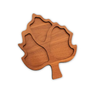 Blattförmiges MDF-Holztablett mit drei Abschnitten (Set aus 2)