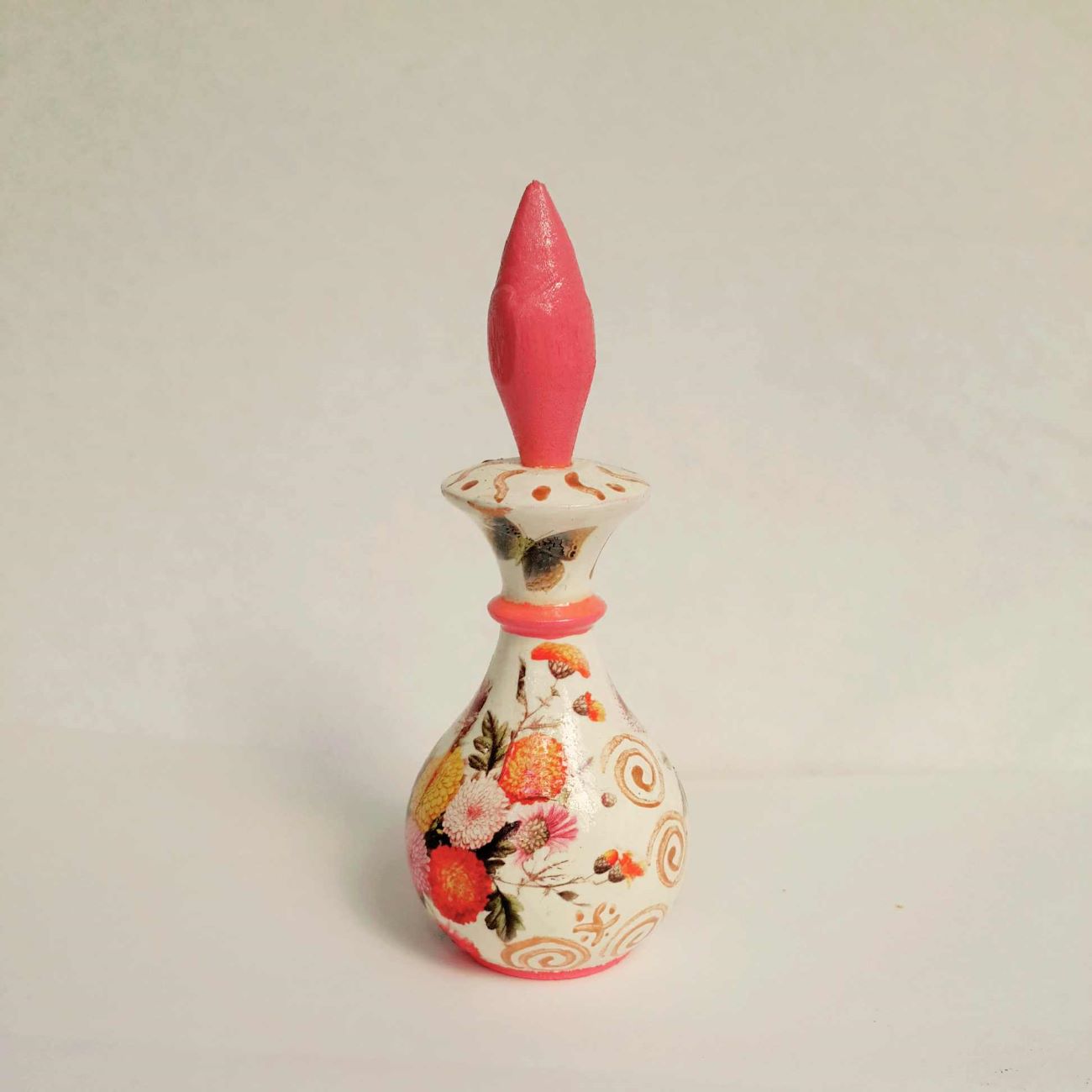 Persischer Surma Dani Kohlhalter aus Holz mit floralem Muster in Rosa (2er-Set)