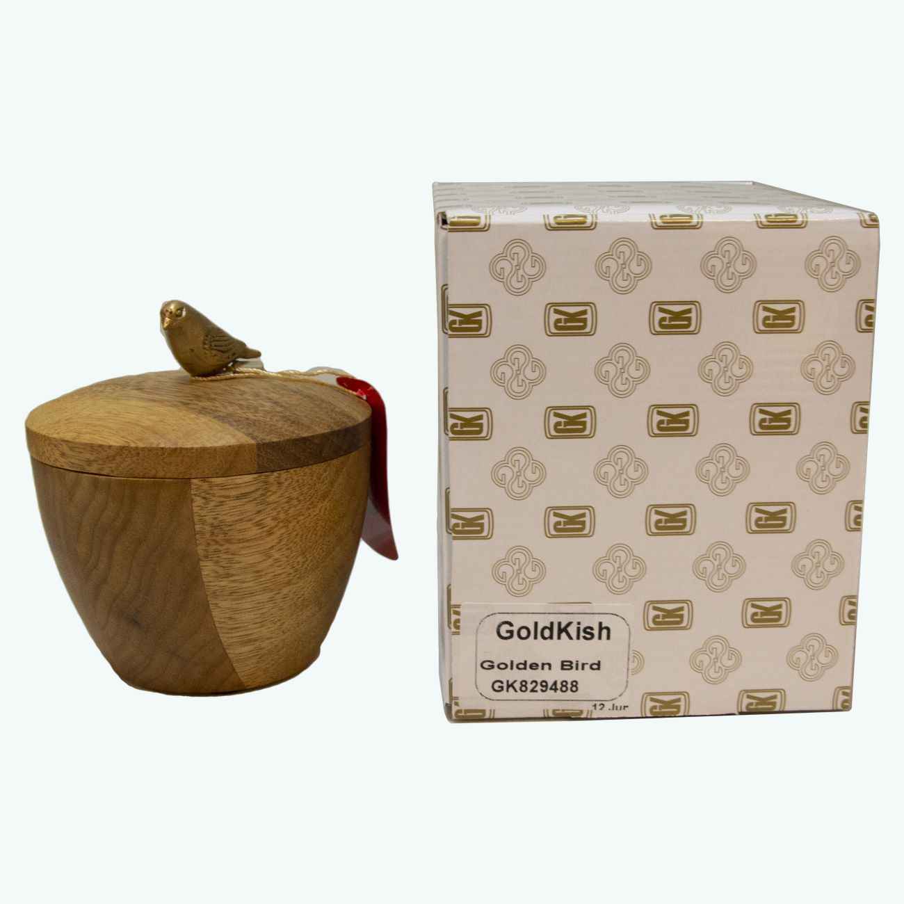 Handgefertigte Holz-Zuckerschale mit Deckel – Rustikaler Stil Vogeldesign
