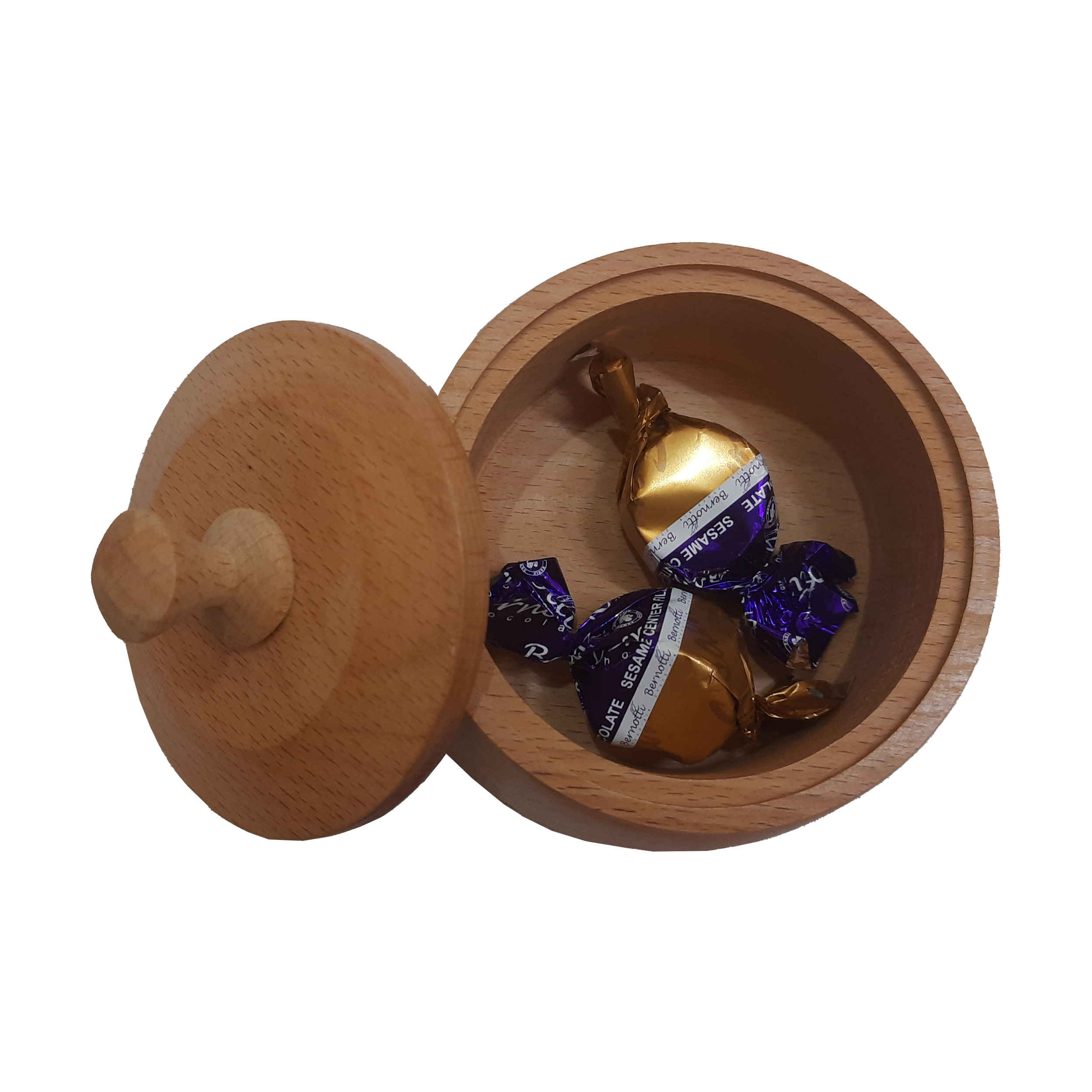 Handgefertigte Holz-Zuckerschale mit Deckel – Rustikaler Stil