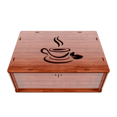Holz Teebeutel-Aufbewahrungsbox – elegantes Tassen-Kunstwerk für Tee, Snacks & Schokolade