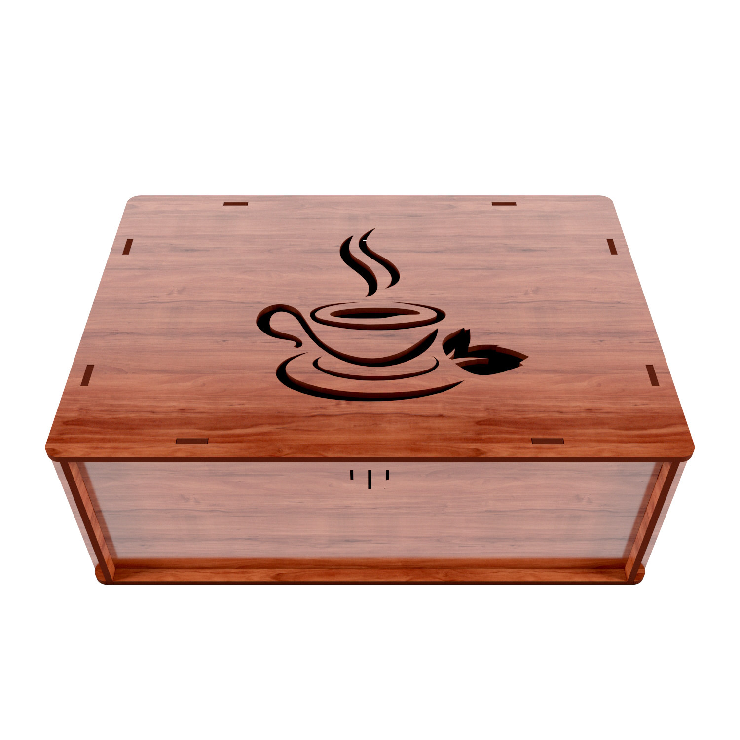 Holz-Teebeutel-Organizer-Box mit 4 Fächern im Tee-Tassen-Design