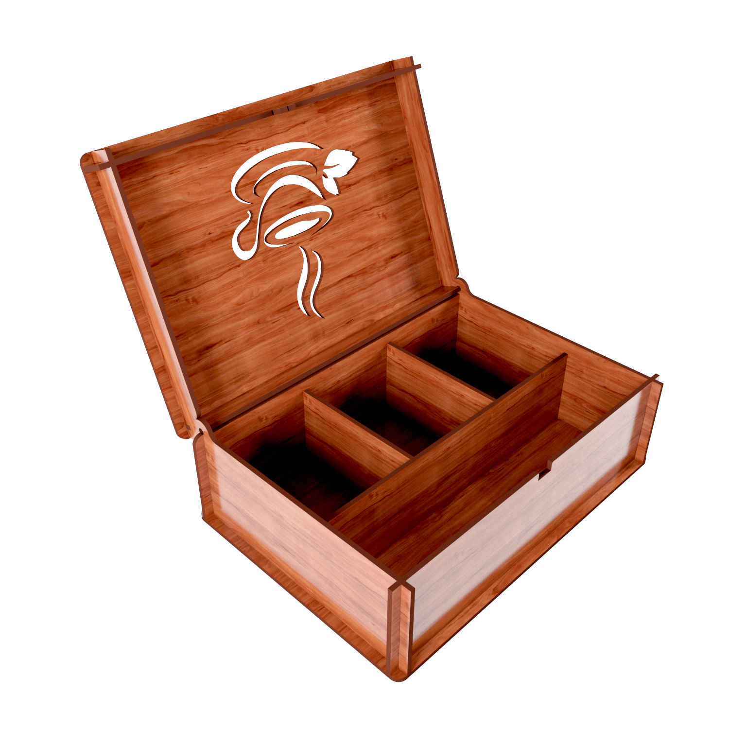 Holz-Teebeutel-Aufbewahrungsbox mit 4 Fächern im Teetassenmotiv