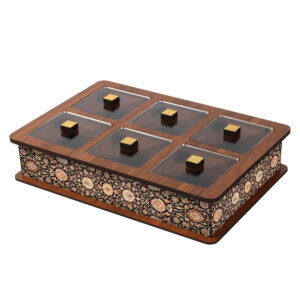 Holz-Teebeutel-Organizer-Box inspiriert vom persischen Design