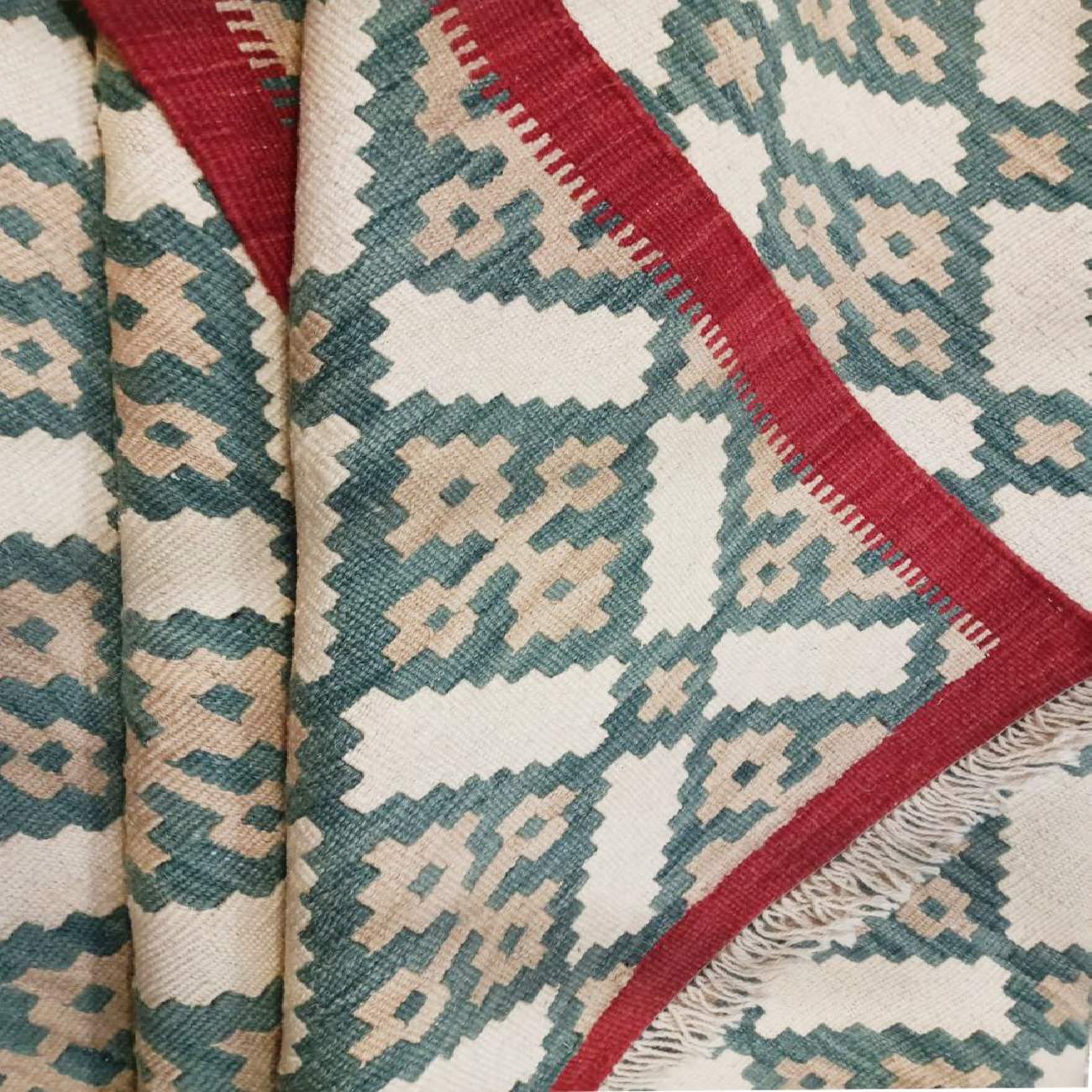 Persischer Woll Kelim Teppich handgewebt in Fars geometrischem Design