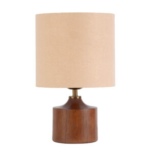 Akzent Holz-Tischlampe mit Stoff-Lampenschirm Nikan