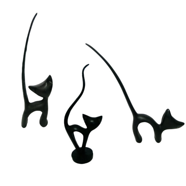 Set aus 3 dekorativen Katzen-Figuren - Verspielte Kätzchen-Skulpturen