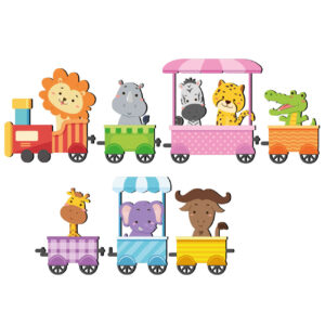 Baby-Wandsticker aus Holz mit Tierzug-Design für das Kinderzimmer