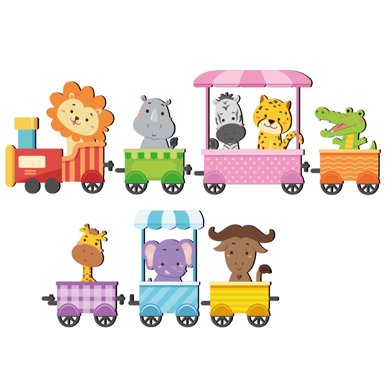 Baby-Wandsticker aus Holz mit Tierzug-Design für das Kinderzimmer
