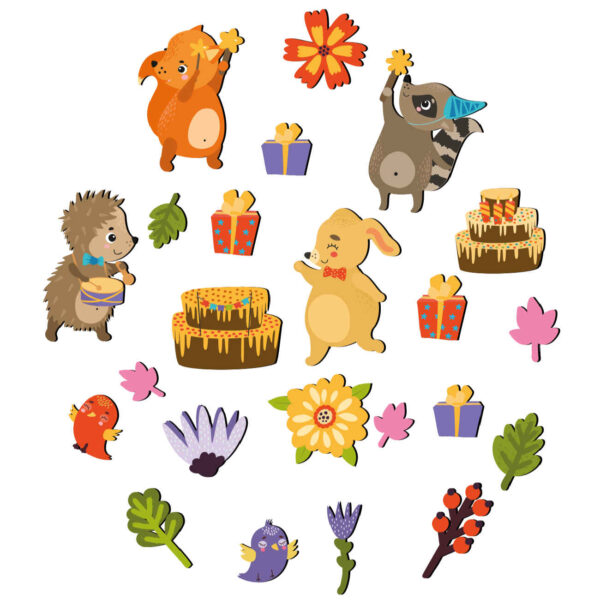 Baby-Wandsticker aus Holz mit glücklichen Tieren für das Kinderzimmer