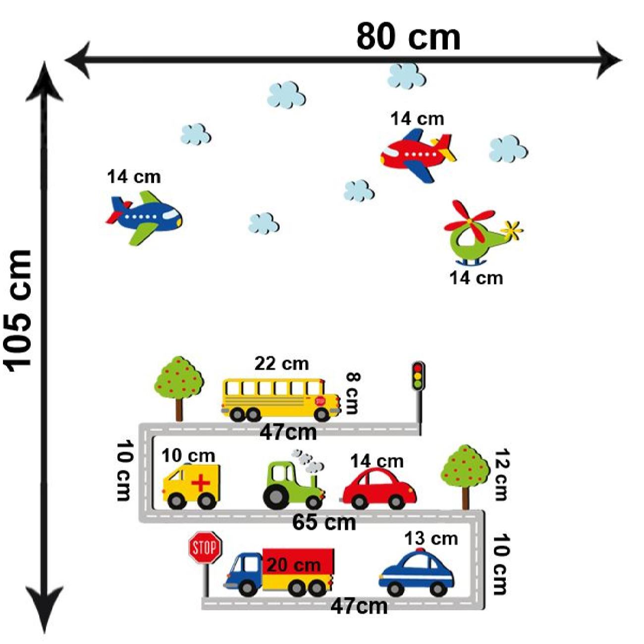 Baby-Wandsticker aus Holz mit Transport-Design für das Kinderzimmer