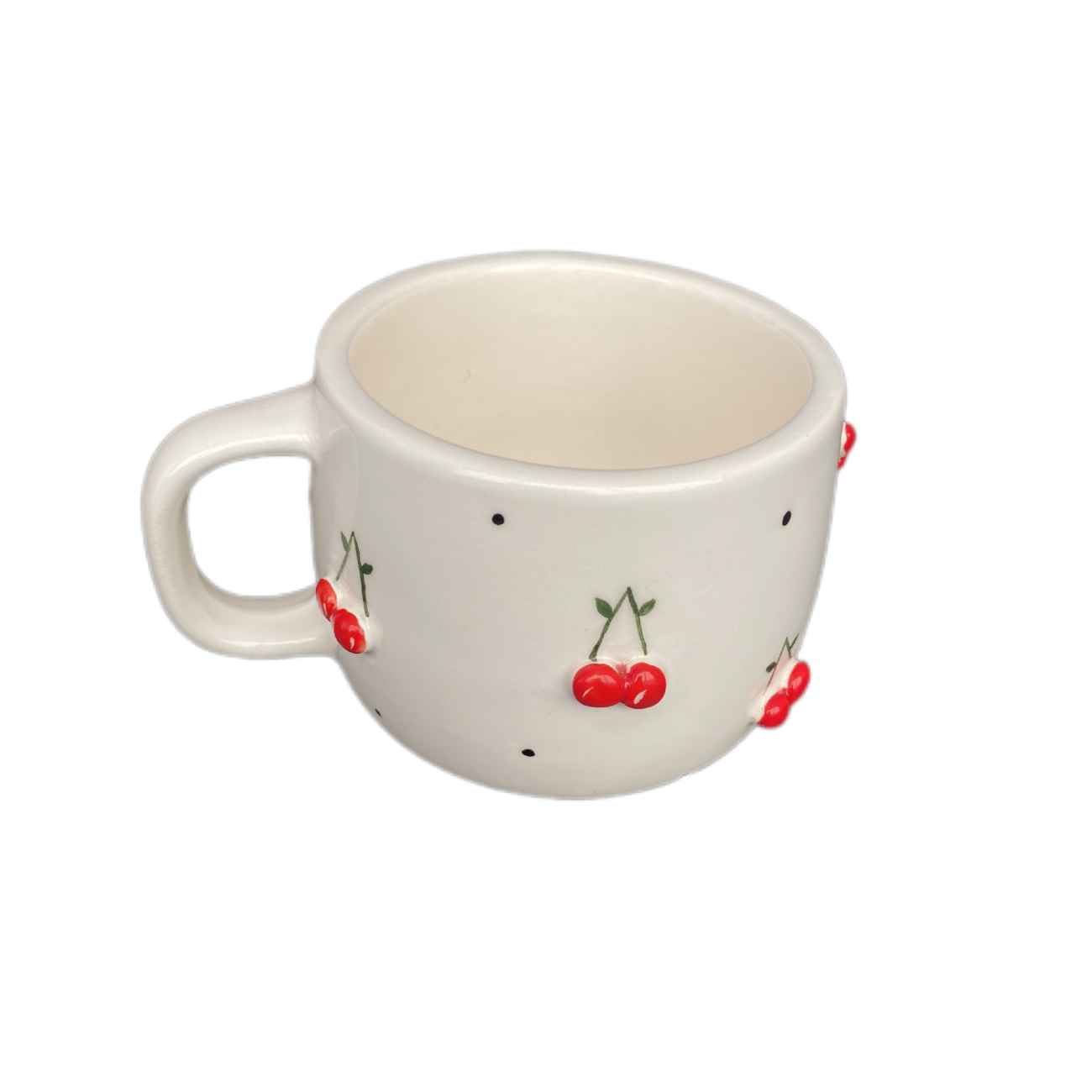 Künstlerische Keramiktasse – Handgefertigt mit Kirsch-Design