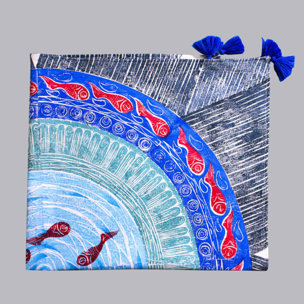 Baumwoll-Tischdecke im Persischen Fischteich Traditionelles Design für 4 Personen