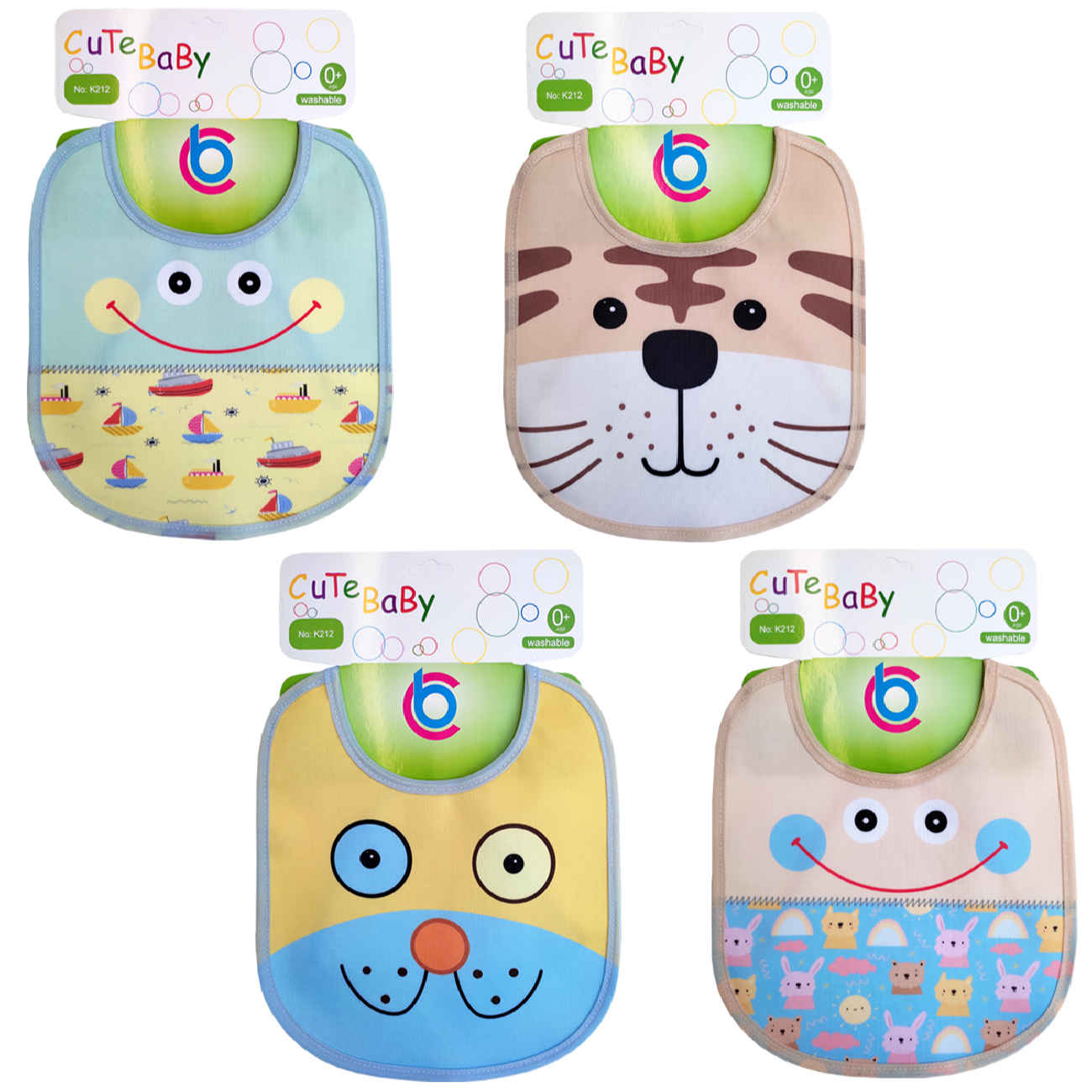 Süße Baby Lätzchen zum Essen mit Trägern (Pack von 4)