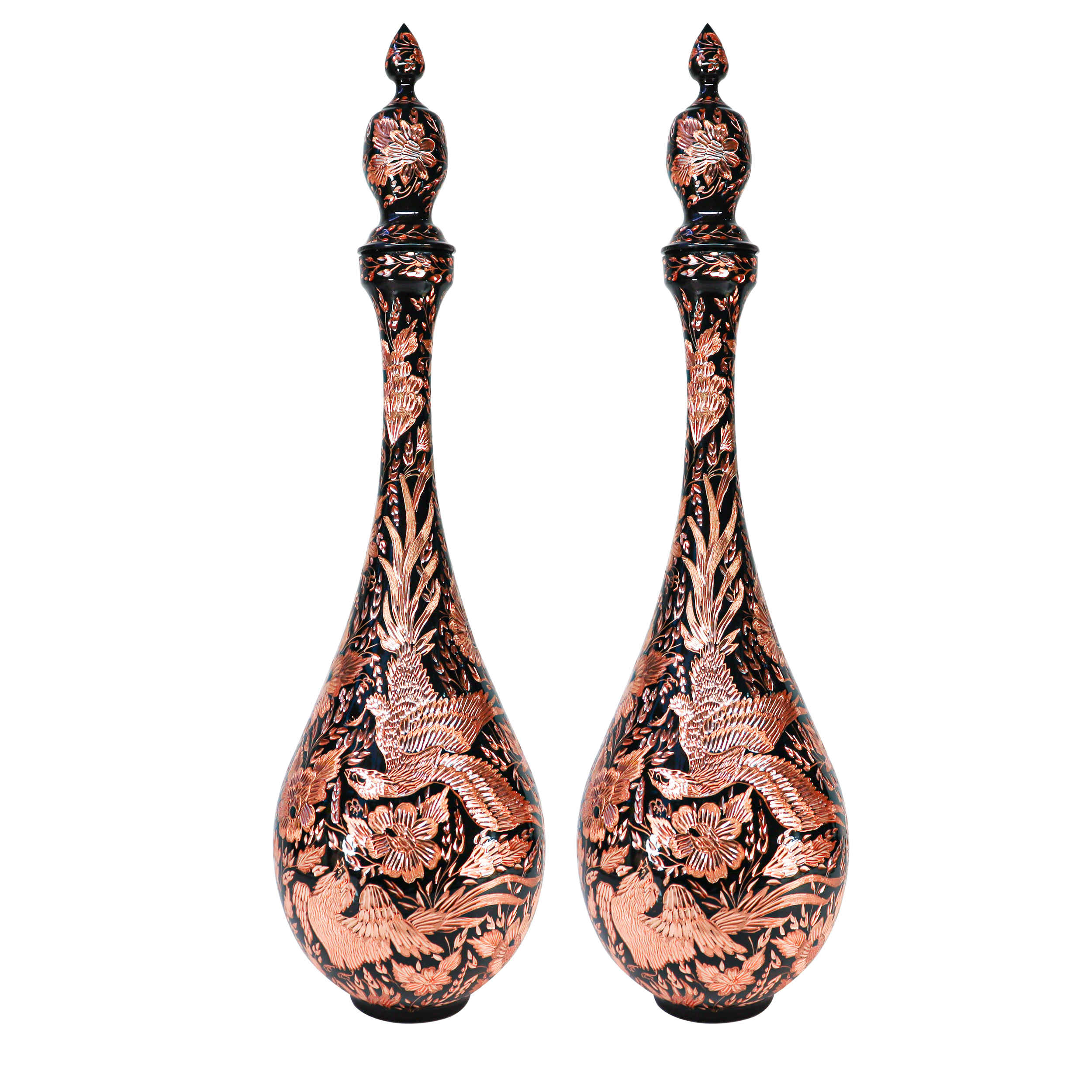 Dekorative Kupferflasche – Persisch graviert, handgefertigte Eleganz (x2)