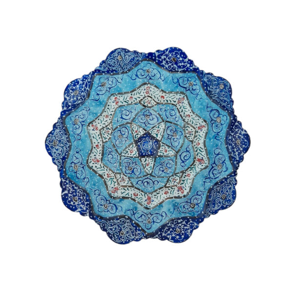 Dekorativer Kupferteller mit persischer Minakari für Heimdekoration