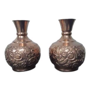 Handgefertigte Persische Vase aus Kupfer mit Gravuren, Dekorativ – Set von 2